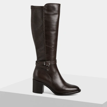 Tamaris 25509 Brązowe kozaki damskie Mocca na obcasie 7 cm