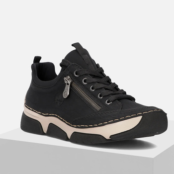 Półbuty damskie RIEKER Sneakersy czarne Trzewiki Antistress 45973-00