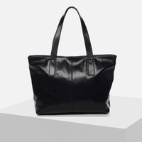 Torebka damska VEZZE Shopperka Skórzana włoska czarna ze skóry licowej