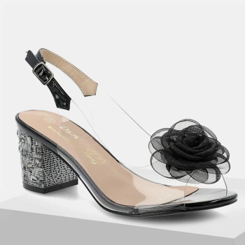 D&A MR61-9011 Eleganckie sandały damskie czarne transparentne silikonowe