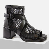 Sandały damskie VACARRO Czarne skórze eleganckie na obcasie ażurowe