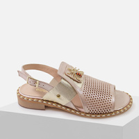 Sandały damskie BOCCATO skórzane perłowe różowe z ozdoba 122.1314